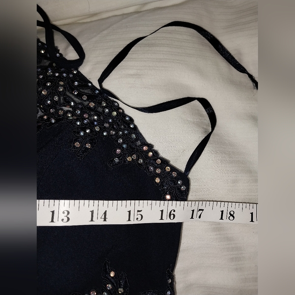 Blondie Nights by Stacy Sklar Navy Blue/ White Tulle Halter Formal Dress Size 7 - Picture 12 of 16